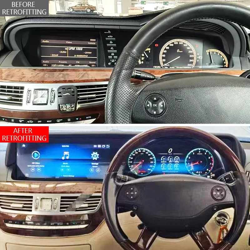 W221 2006-2013 Car Modification Upgrade Right Steering Instrument Panel Central Control Screen for  S-Class